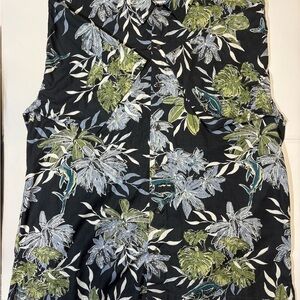 Columbia XL Men's Fish and Plants Hawaiian Tropical Print Shirt - Blue and Green